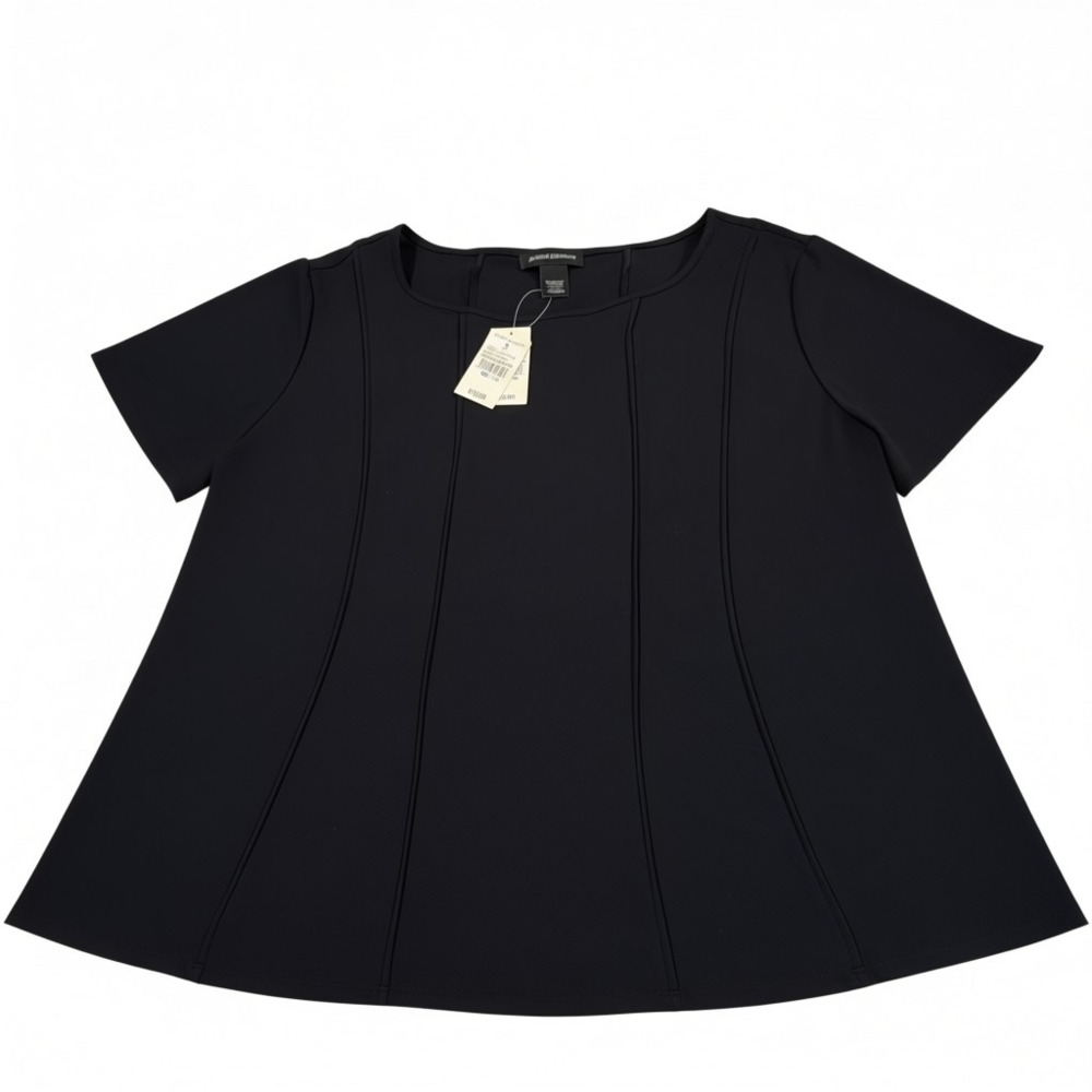 Ashley Stewart Black Solid Seamed Peplum Top Size 22/24